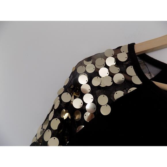 Love For Humanity Couture black knit top gold discs size Medium NWT - Picture 3 of 10